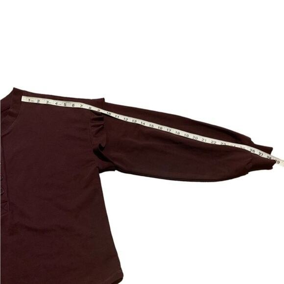 Sundays Ruffle Sleeve Long Sleeve Top Casual Fall Winter Burgundy Size XS - Picture 8 of 8